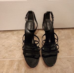 Aldo Black Strappy Heels Size 9